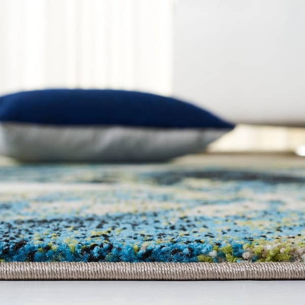 Glacier 5 ft. x 5 ft. Square Navy/Green Abstract Area Rug