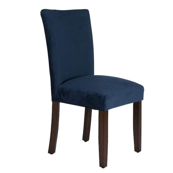 Benjara Blue and Brown Velvet Wooden Legs Parson Dining Chair