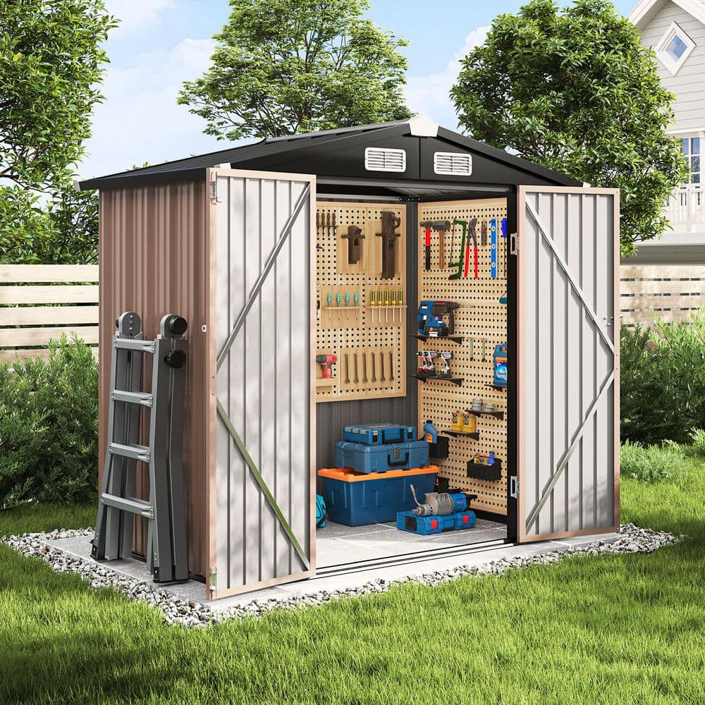 Sizzim 6 ft. W x 4 ft. D Metal Storage Shed for Garden and