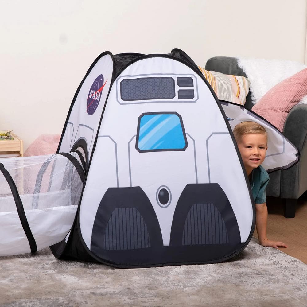 White Rocket Ship Pop Up Play Tent with Tunnel and Playhouse
