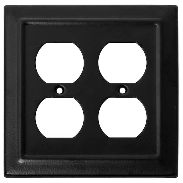 Architectural 2-Gang 2 Duplex Outlet Wall Plate (Matte Black)