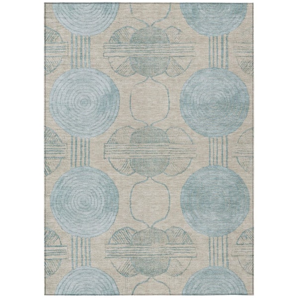 Chantille Machine Washable Indoor/Outdoor Abstract ACN3064 Linen 9 ft. x 12 ft. Area Rug
