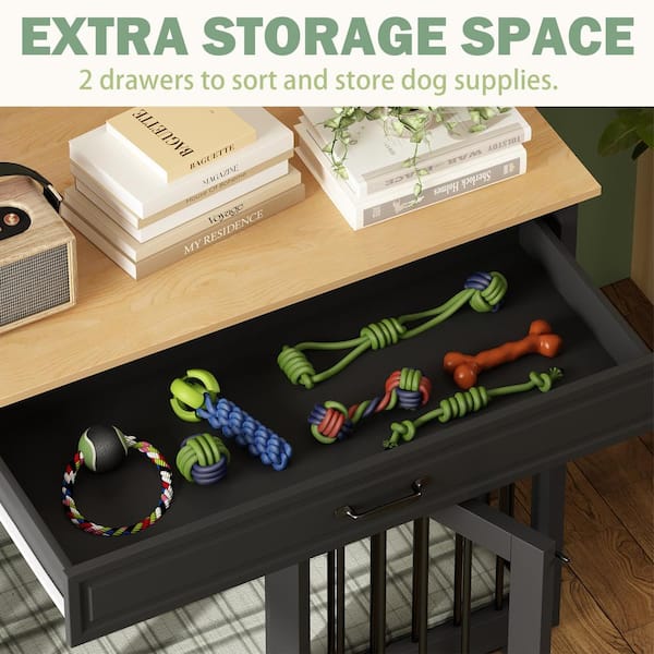 FUFU&GAGA Indoor Furniture Style Dog Crate, Large Wooden Dog