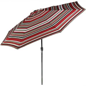 9 ft. Aluminum Market Tilt Patio Umbrella in Awning Stripe