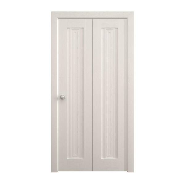 36 in. x 84 in. Painted White Oak Solid Wood Bi-Fold Doors With Hardware
