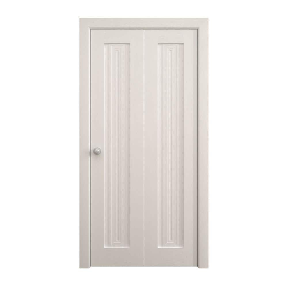 Sartodoors 64 in. x 80 in. Painted White Oak Solid Wood Bi-Fold Doors ...