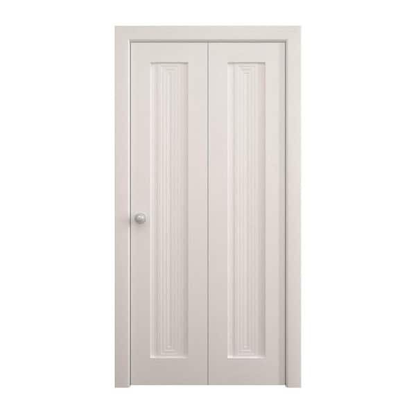 64 in. x 80 in. Painted White Oak Solid Wood Bi-Fold Doors with Hardware