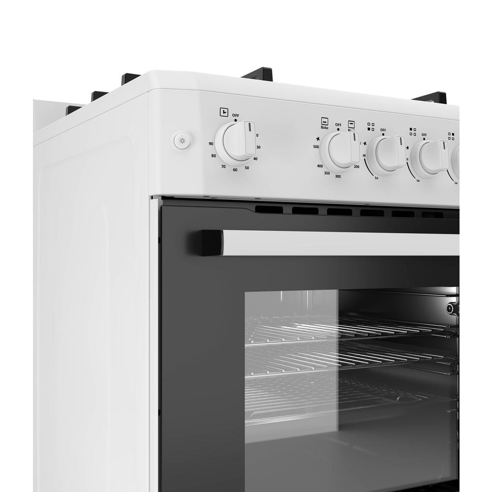 Premium White Freestanding Gas Range with 4 Burners and Oven