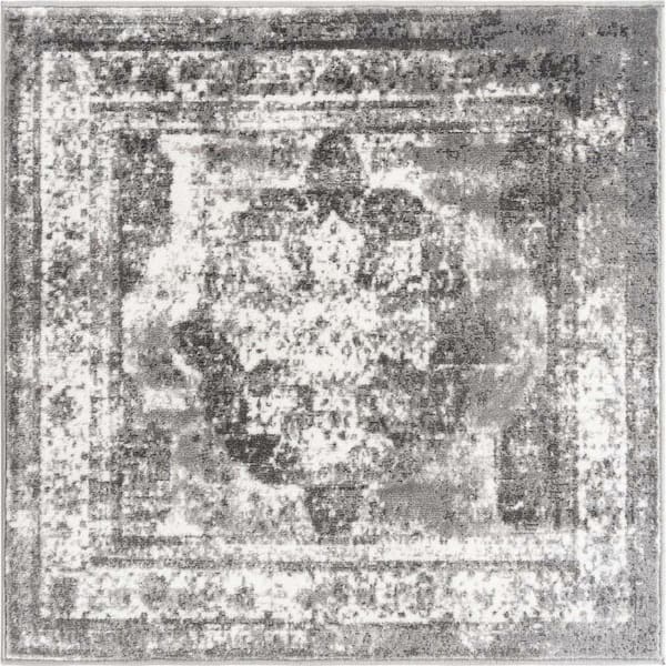 Sofia Salle Garnier Gray 3 ft. 3 in. x 3 ft. 3 in. Area Rug