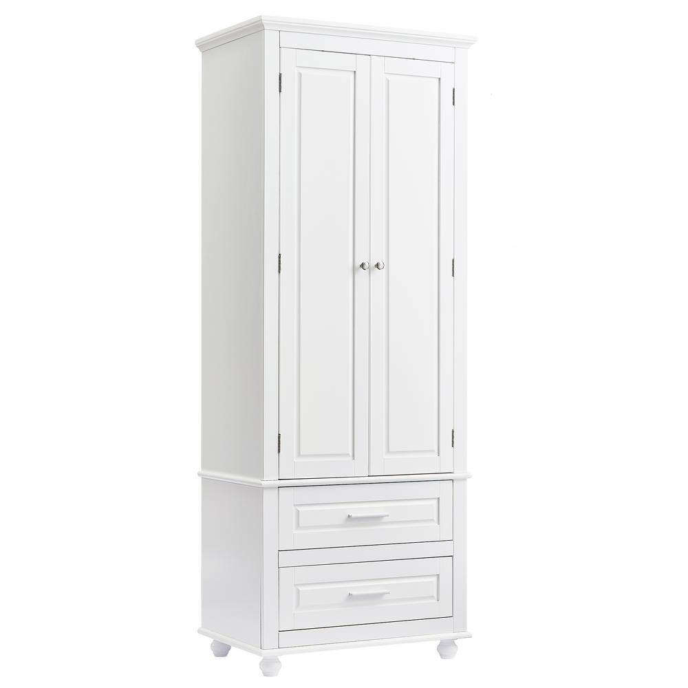 24 in. W x 16 in. D x 63 in. H White MDF Freestanding Linen Cabinet ...