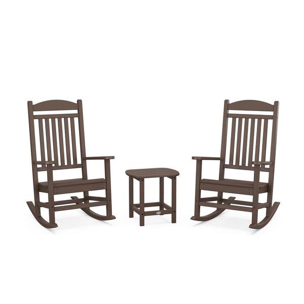 POLYWOOD Grant Park Mahogany 3Piece Plastic Outdoor Rocking Chair Set PWS5401MA The Home Depot