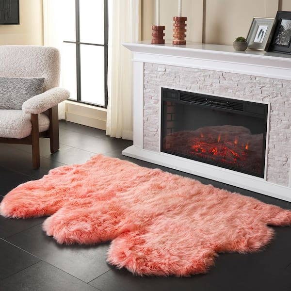 Sheep Skin 3 ft. x 5 ft. Solid Pink Solid Color Area Rug