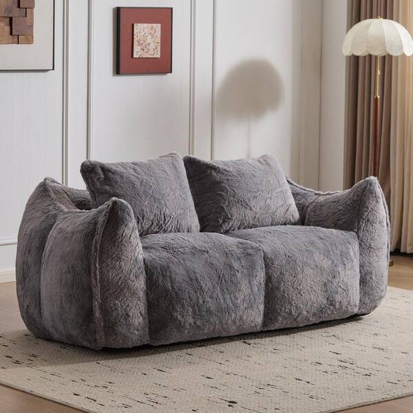 Qualler 75.2 in. Slope Arm Faux Fur Fabric Modular Fully
