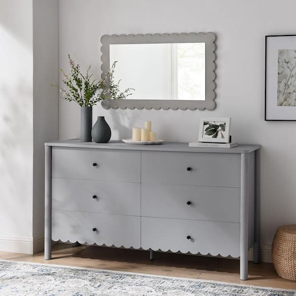 MODWAY Emmeline Scalloped 6-Drawer Dresser in Light Gray EEI-7157-LGR - The  Home Depot