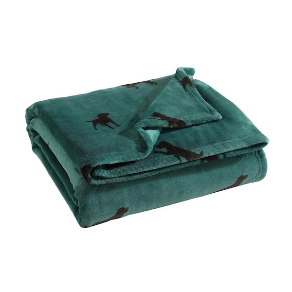 Eddie Bauer Buddy The Dog 60 in. x 50 in. Green Ultra Microfiber Throw Blanket