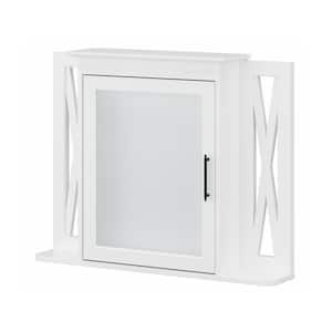 Key West 31.89 in. W x 25 in. H Rectangular Particle Board Medicine Cabinet with Mirror in White Ash