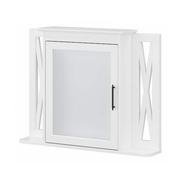 Key West 31.89 in. W x 25 in. H Rectangular Particle Board Medicine Cabinet with Mirror in White Ash