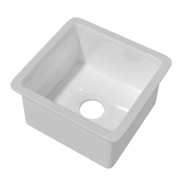18 in. Fireclay Kitchen Sink Drop-in/Undermount Dual Mount Single Bowl White Kitchen Sinks with Sink Grid and Strainer