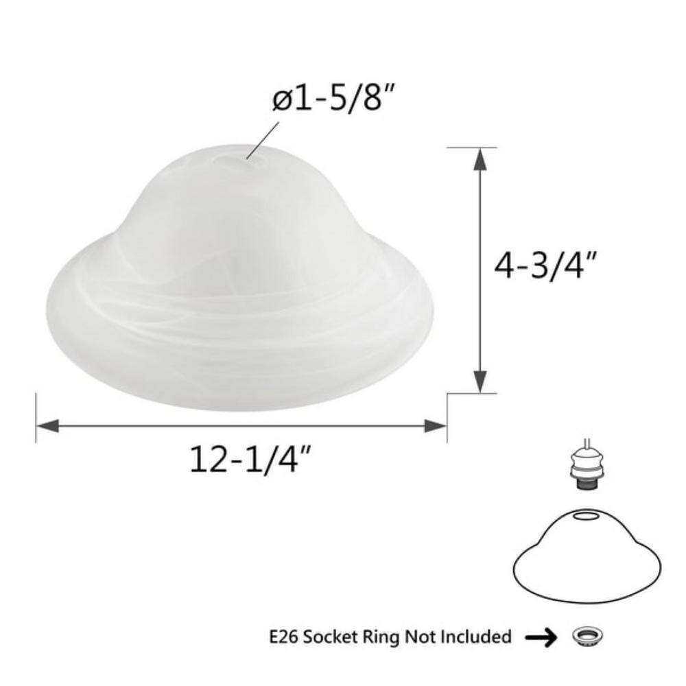 Alabaster White Glass Torchiere Lamp Shade, 12.25"
