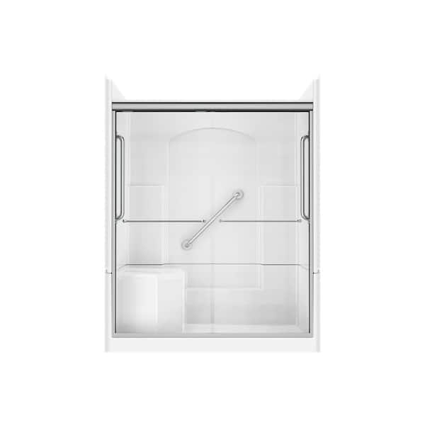 Accessible Living Alliance Plus 60 in. L x 32 in. W x 77.5 in. H Alcove Right Drain Shower Door Kit in Chrome