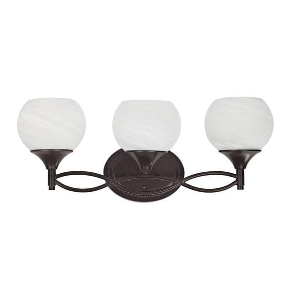 Chloe Lighting Transitional 3-Light Oil Rubbed Bronze Bath Vanity Wall Fixture with Alabaster Glass Shade