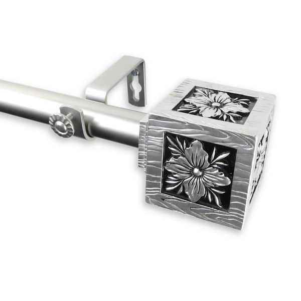 Rod Desyne Ophelia 160 in. - 240 in. Adjustable 1 in. Dia Single Curtain Rod in Satin Nickel