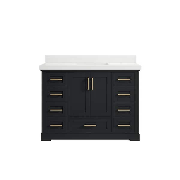 Willow Collections Boston 48 in. W x 22 in. D x 36 in. H Single Sink Bath Vanity in Wrought Iron with 2 in. White qt. Top