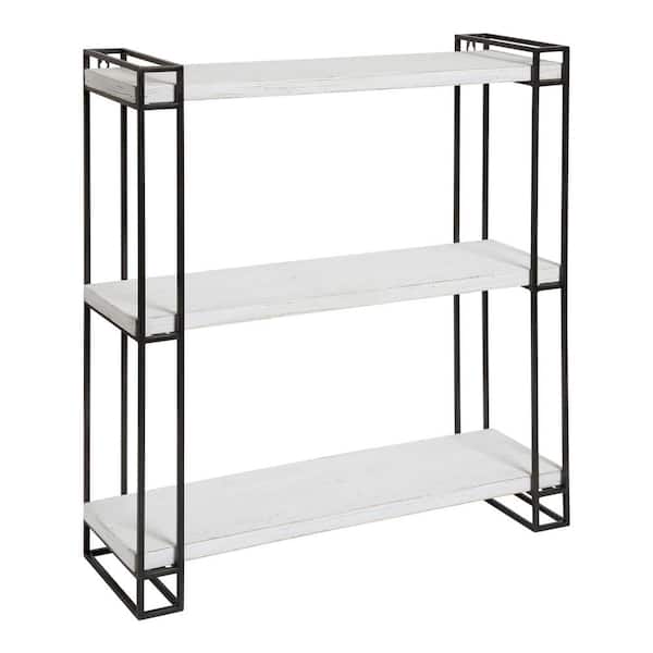 Kate and Laurel Lintz 26 in. x 31 in. x 7 in. White Decorative Wall Shelf