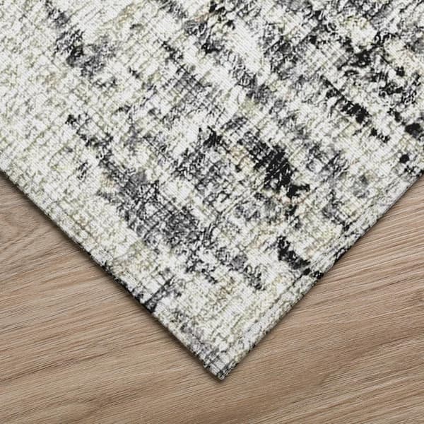 Accord Black 10 ft. x 14 ft. Abstract Indoor/Outdoor Washable Area Rug