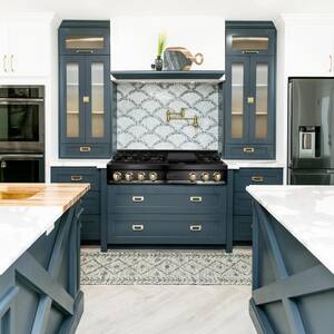 Autograph Edition 48 in. 7 Burner Front Control Gas Cooktop with Gold Knobs in Black Stainless Steel