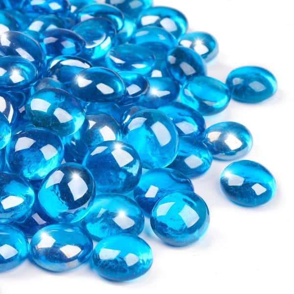 3/4 in. 10 lb. Caribbean Blue Reflective Tempered Fire Glass