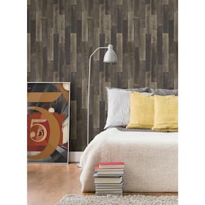 Antique Floorboards Grey Wood Paper Strippable Roll Wallpaper (Covers 56.4 sq. ft.)