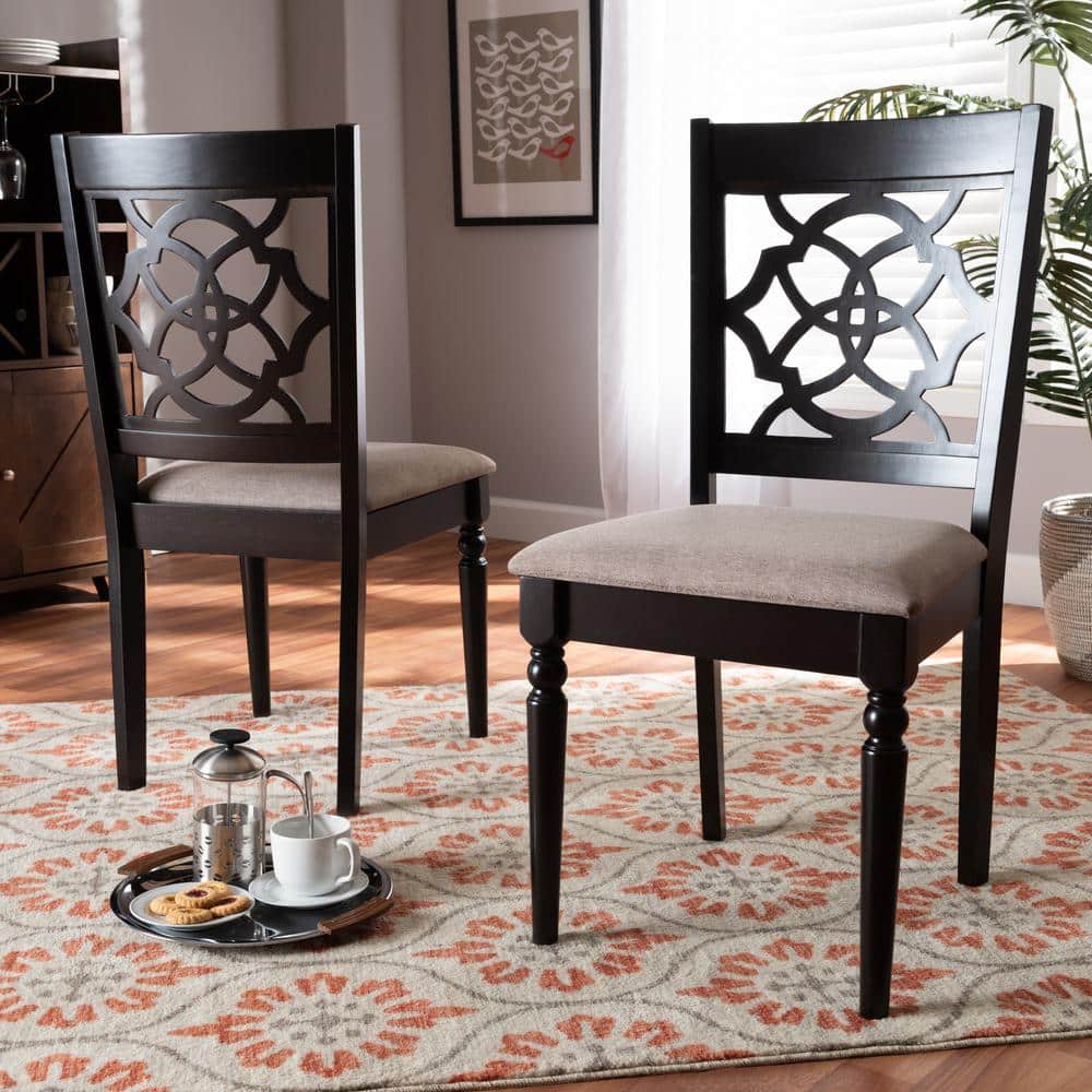 Renaud Sand and Espresso Oak Cane Dining Chair Set