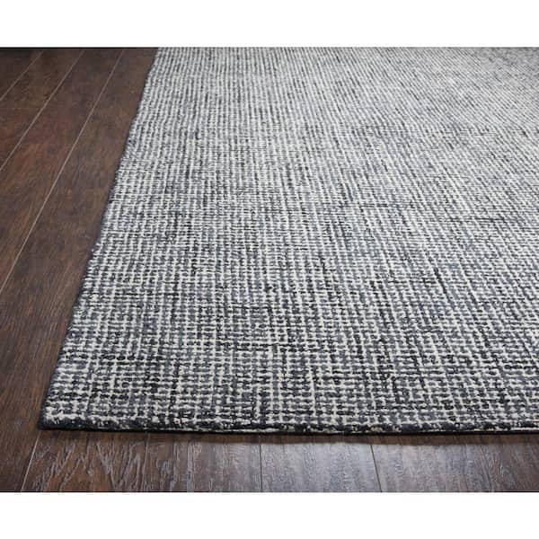 London Black/Ivory 3 ft. x 8 ft. Solid/Tweed Wool Runner Rug