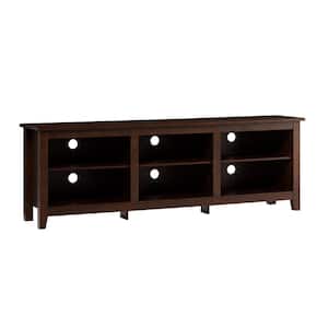 Walker Edison 70 in. Traditional Brown MDF TV Stand 70 in. with Adjustable Shelves