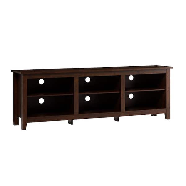 70 in. Traditional Brown MDF TV Stand with Adjustable Shelves (Max TV Size 80 in.)