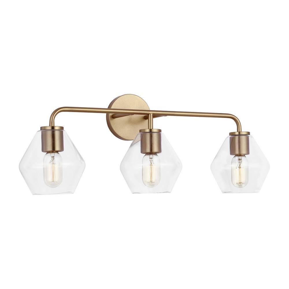 Jett 26" Satin Brass and Clear Glass Vanity Light
