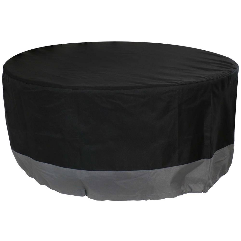 Heavy-Duty Black and Gray Round Fire Pit Cover, 80" x 25"