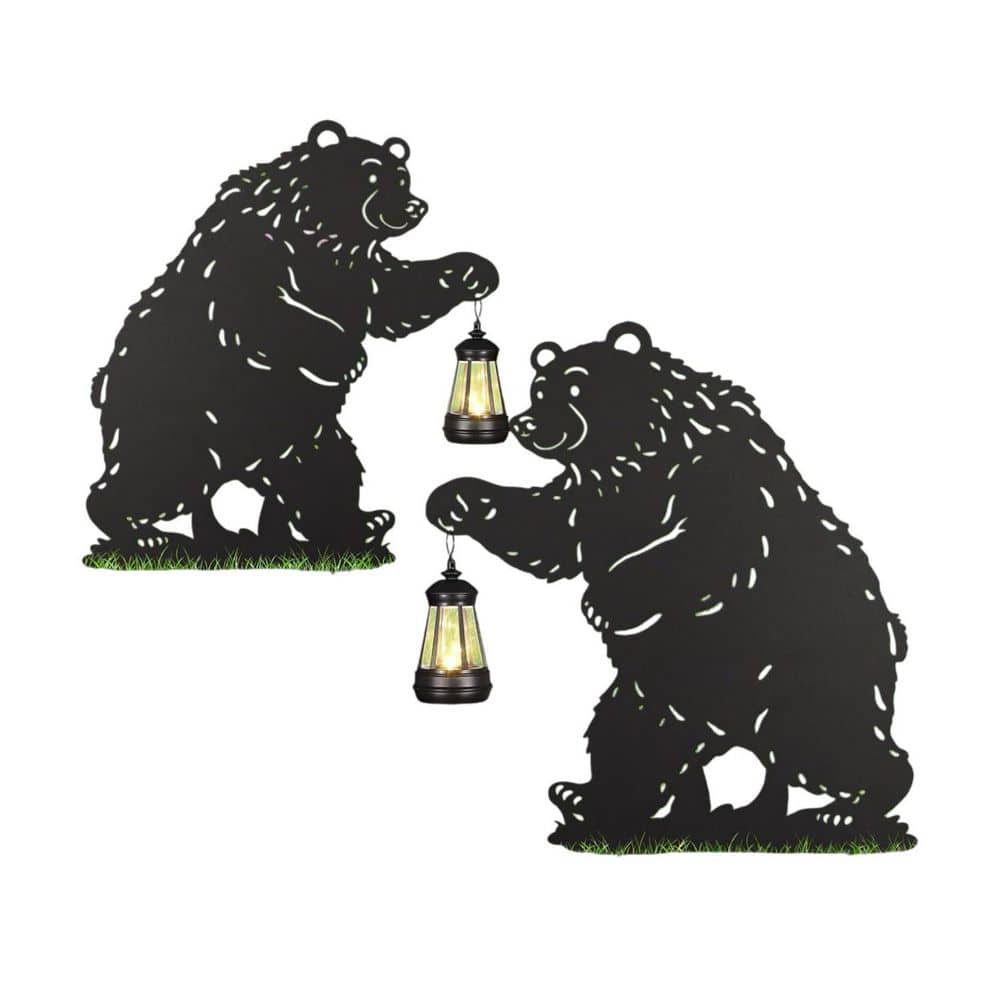 Black Bear Metal Solar Garden Stakes with Automatic Lighting, Decorative Outdoor Pathway Lights (2-Pack) price history on PriceWatchPro