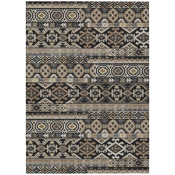 Chantille Machine Washable Indoor/Outdoor Abstract ACN3157 Black 5 ft. x 7 ft. 6 in. Area Rug