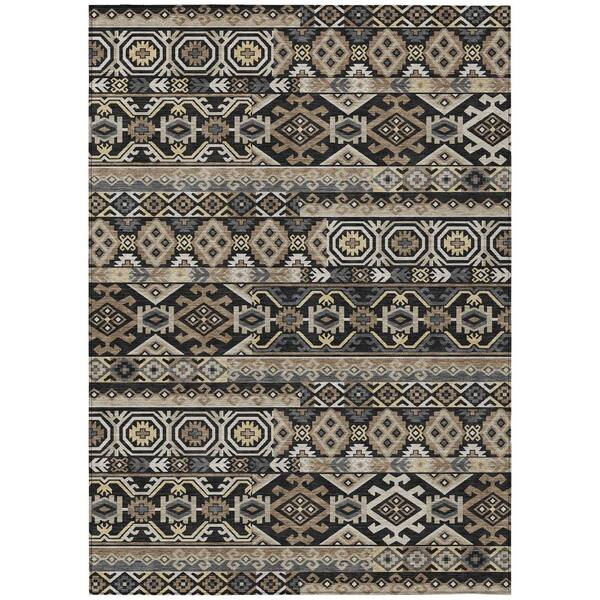 Chantille Machine Washable Indoor/Outdoor Abstract ACN3157 Black 8 ft. x 10 ft. Area Rug