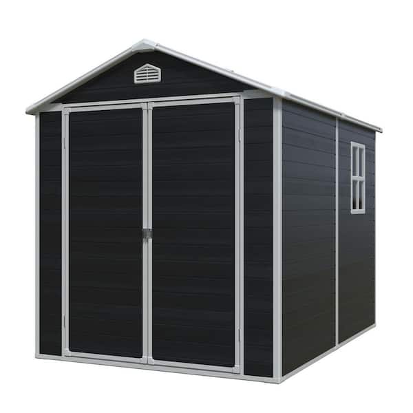 Gentle Patio Outdoor 6.23 ft. W x 7.68 ft. D Resin Storage Shed with 2 Door, SloPed Roof (47.85 sq. ft. )