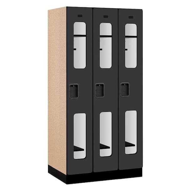 Salsbury Industries S-31000 Series 36 in. W x 76 in. H x 21 in. D Single Tier See-Through Designer Wood Locker in Black