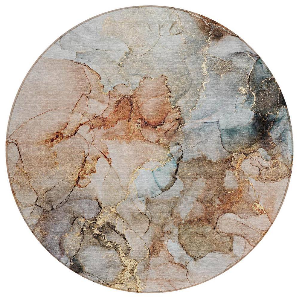 Beige 8 ft. Round Woven Abstract Polyester Round Indoor/Outdoor Area Rug price history on PriceWatchPro