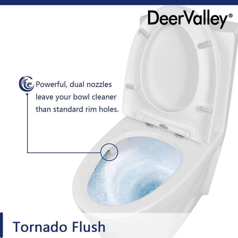 Glossy White High Efficiency Dual Flush Elongated One-Piece Toilet