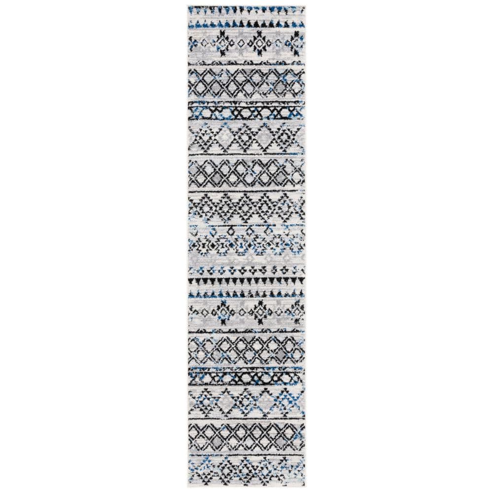 Tulum 2 ft. x 8 ft. Ivory Gray/Gray Blue Geometric Striped Runner Rug price history on PriceWatchPro