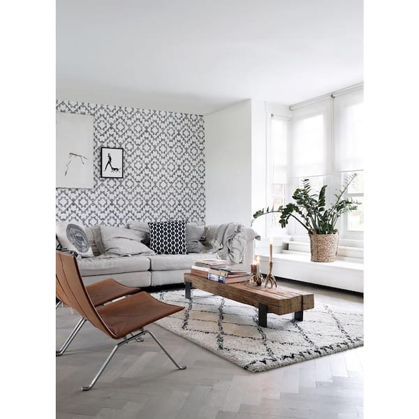 Fantine Black Geometric Paper Strippable Wallpaper (Covers 56.4 sq. ft.)