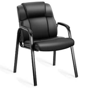 Black Office Guest Chair Leather Executive No Wheels Waiting Room Chairs Lobby Reception Chairs