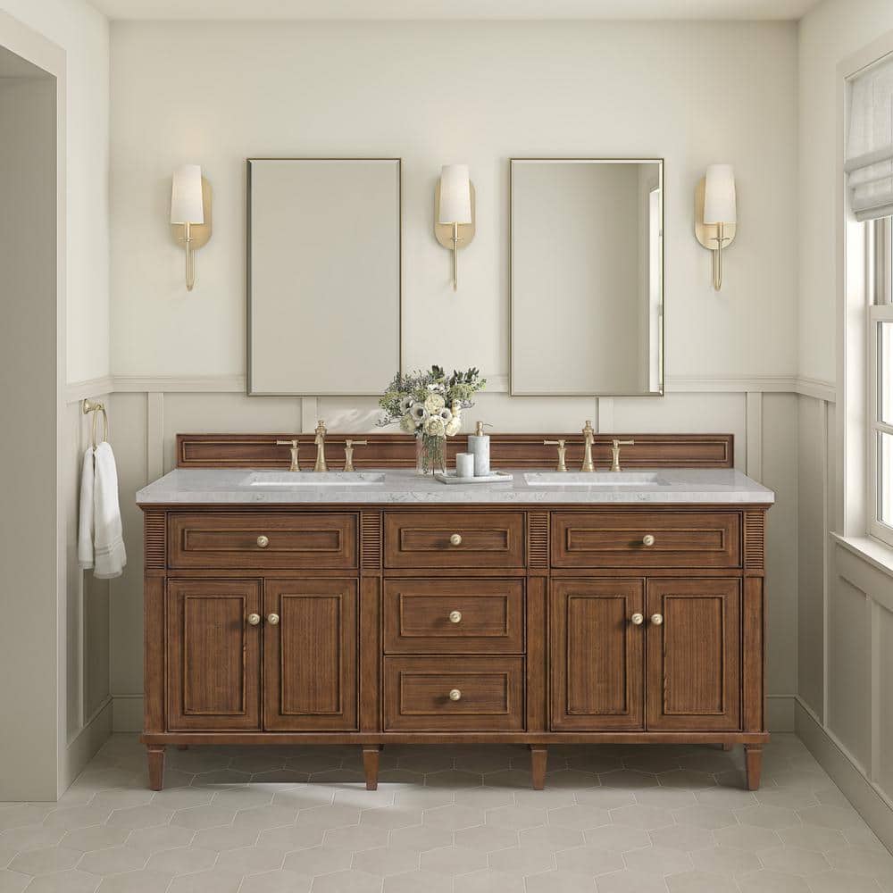 Lorelai 72.0 in. W x 23.5 in. D x 34.06 in. H Double Vanity in Mid-Century Walnut with Eternal Jasmine Pearl Quartz Top price history on PriceWatchPro