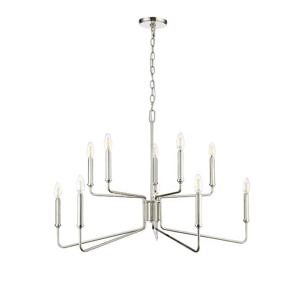 Millennium Lighting Raven 10-Light 36.1 in. Polished Nickel Chandelier